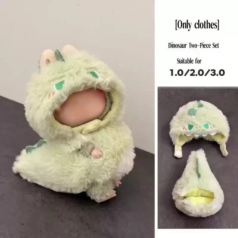Labubu Dinosaur Outfit Set - 3D Vinyl Costume for Eye-Pleasing Series Dolls