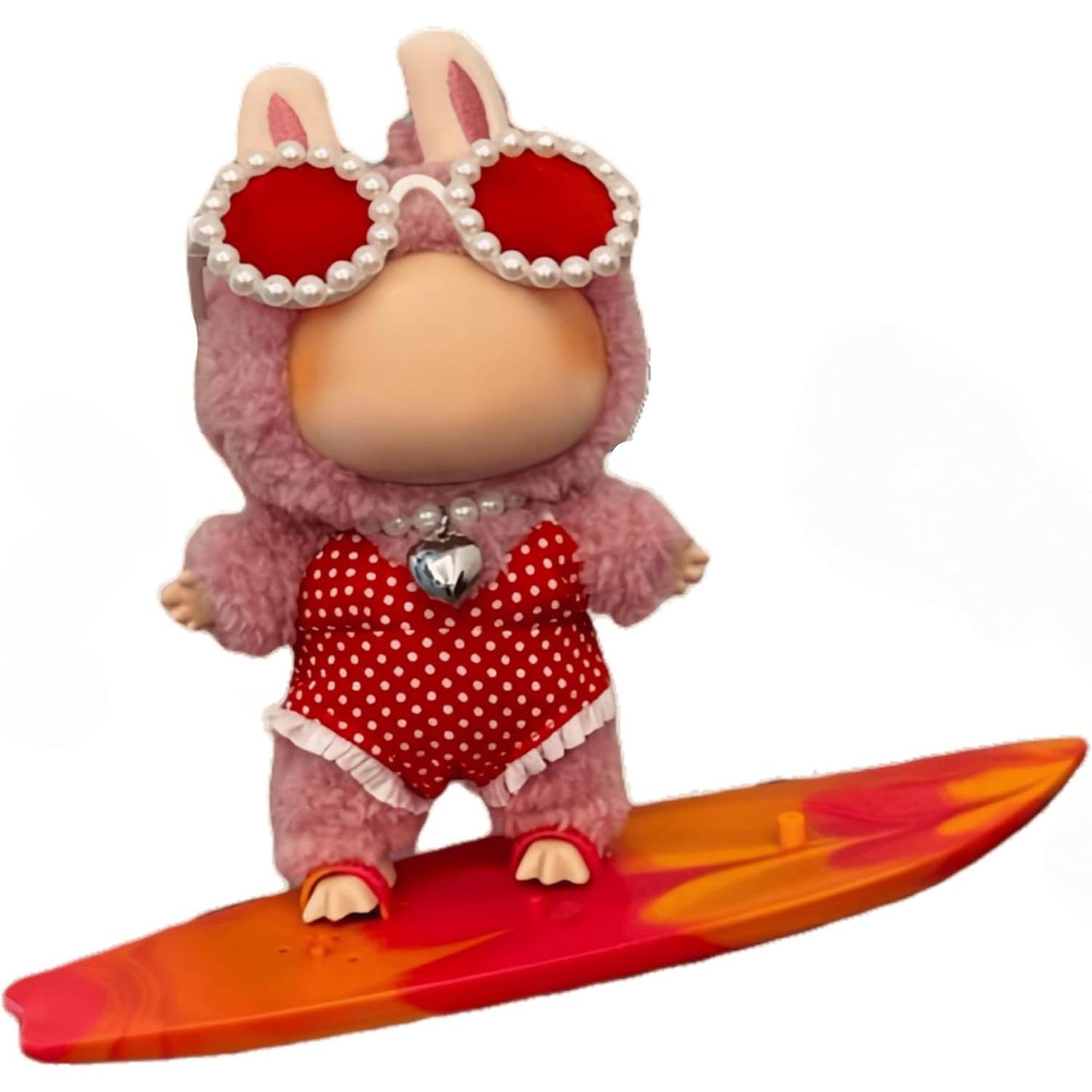 LABUBU Clothes Outfits Summer Accessories Set, Swimming 3-piece Set (no Doll) (Green Polka dot Swimsuit + Green Swimming Ring + Green Glasses)