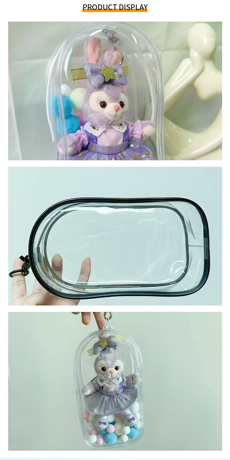 Labubu High-Clarity PVC Carrier - Thickened 3D Display Case for Cotton Doll Storage