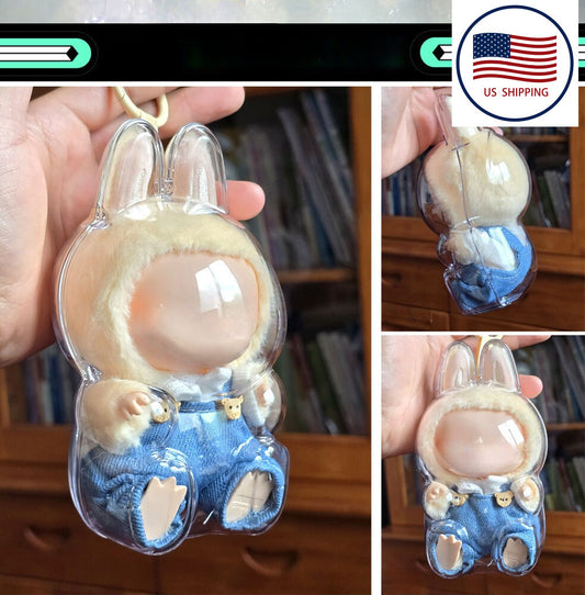 For Labubu Clear Protective Display Case The Monsters Plastic Cover - Sitting