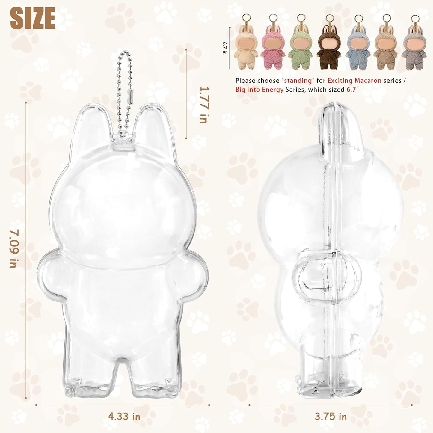 Protective Case for LABUBU, High Clear Acrylic Case Cover for Labubu Doll