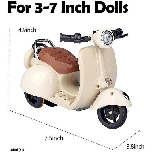 Micro Scooter with Small Screwdriver for LABUBU, Plastic Scooters for LABUBU Accessories, Doll Scooter with Light and Music, Cute Desktop Decor for Collectors, with Funny Doll Clothes Accessory, Not Included Battery