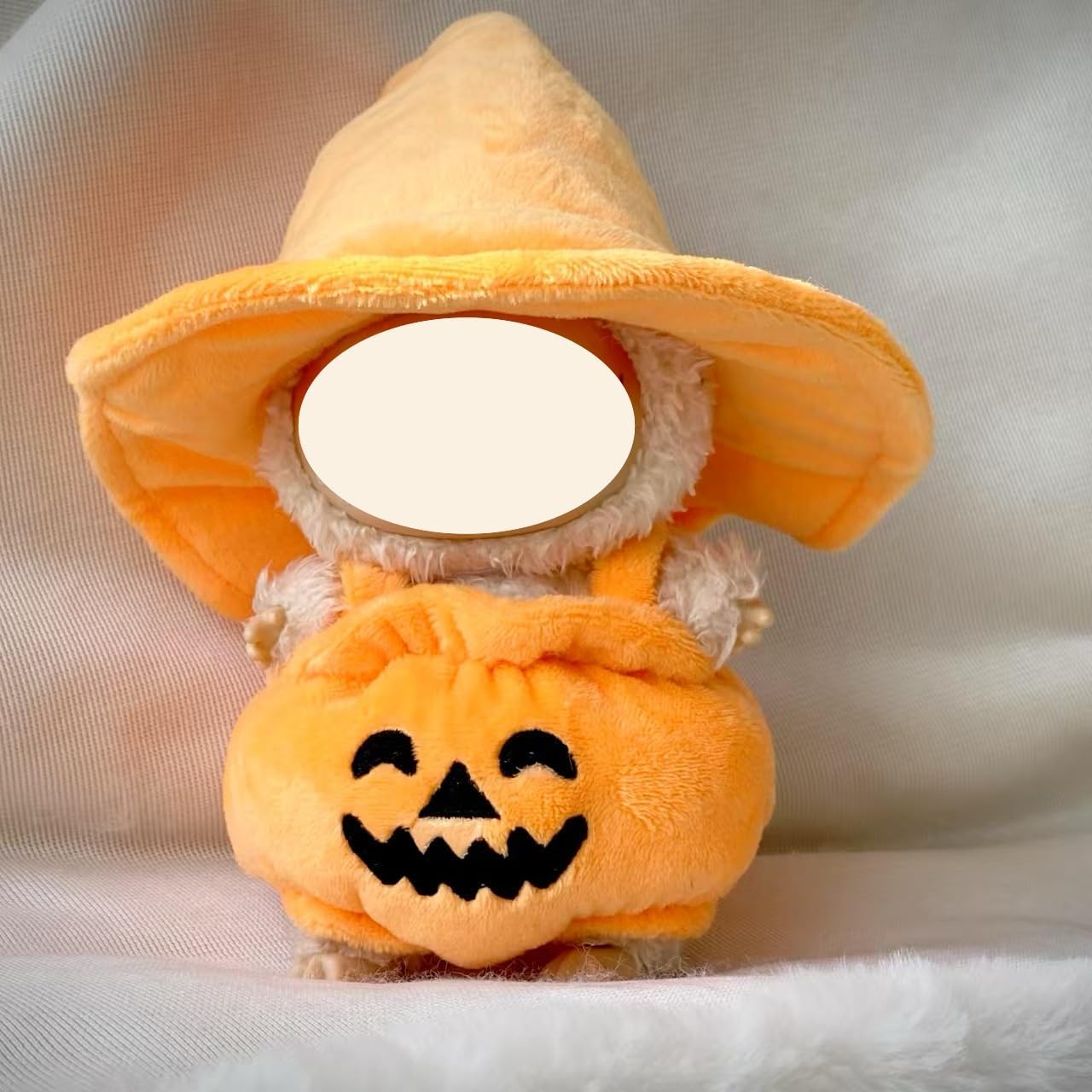 Halloween Outfits for LABUBU, Pumpkin Witch Cute 17cm Doll Clothes, Halloween Witch Hat and Pumpkin Jumpsuit