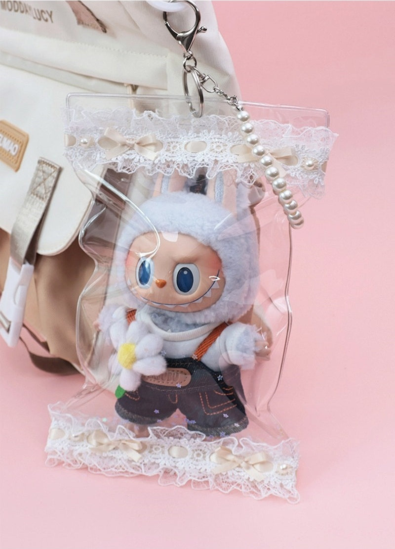 NEW Labubu 12cm Waterproof Case - Macaron Carrier w/ Lace Handle (Fits Gen1/2)
