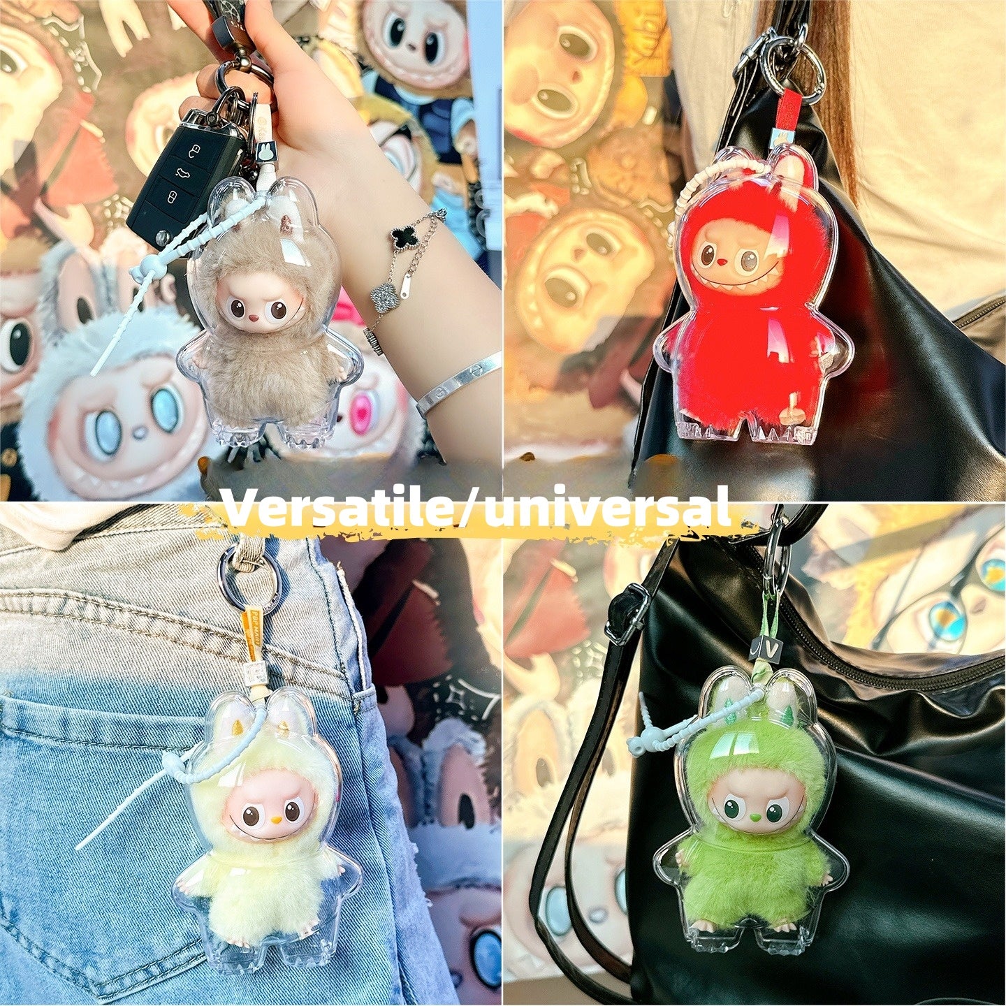 10.5cm Labubu 4th Gen Heart Code Collection Clear Acrylic Protective Case | Hard Shell Dust-Proof Collectible Carrier for Mini Keychain Charms