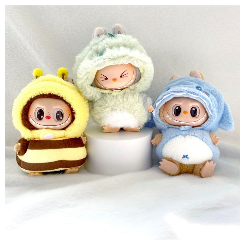 Kawaii Labubu Plush Keychain Outfit Set Dinosaur & Bee for 1st/2nd Gen Vinyl Dolls