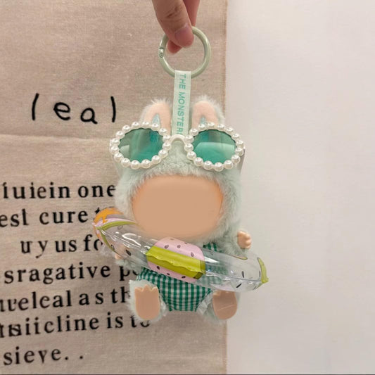 LABUBU Doll's Dress Up Clothes (No Doll) - Bikini Outfit for 17cm (6.7'') Labubu, Cute Exquisite Accessories for Doll Collection, Stylish Doll Clothing (Green Swim)