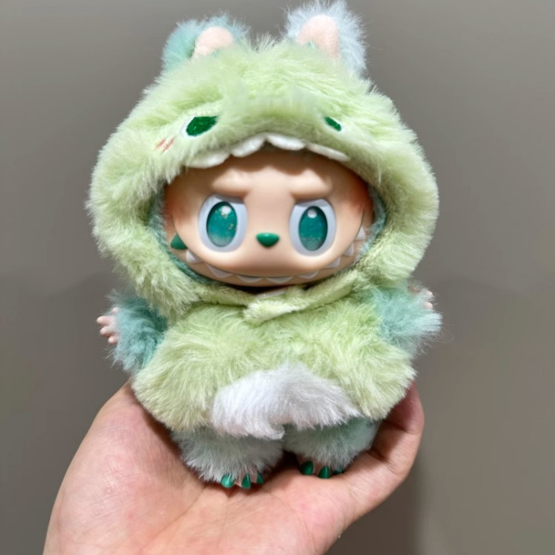Labubu Dinosaur Outfit Set - 3D Vinyl Costume for Eye-Pleasing Series Dolls