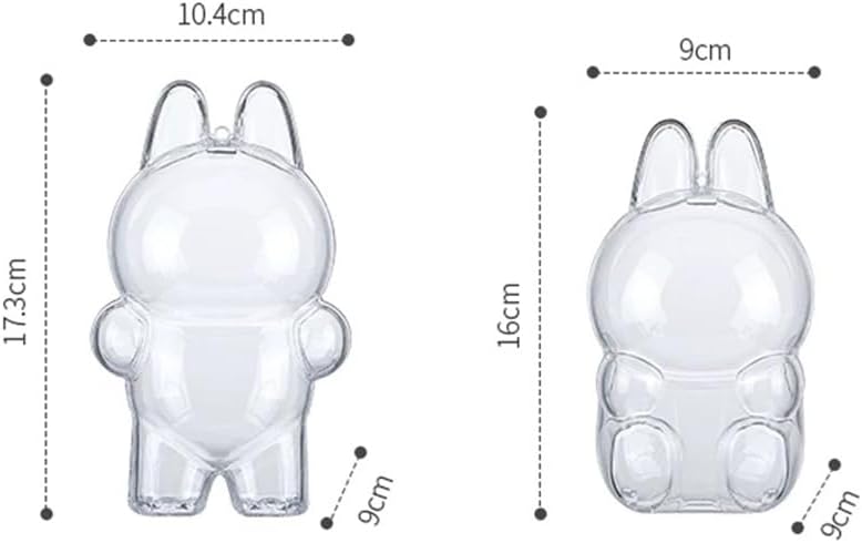 LABUBU Protective Cases - 2 PCS Blind Box Doll Protective Cases Covers Acrylic Clear Protectors with Keychains (Doll Not Included, 2 PCS Standing Cases)