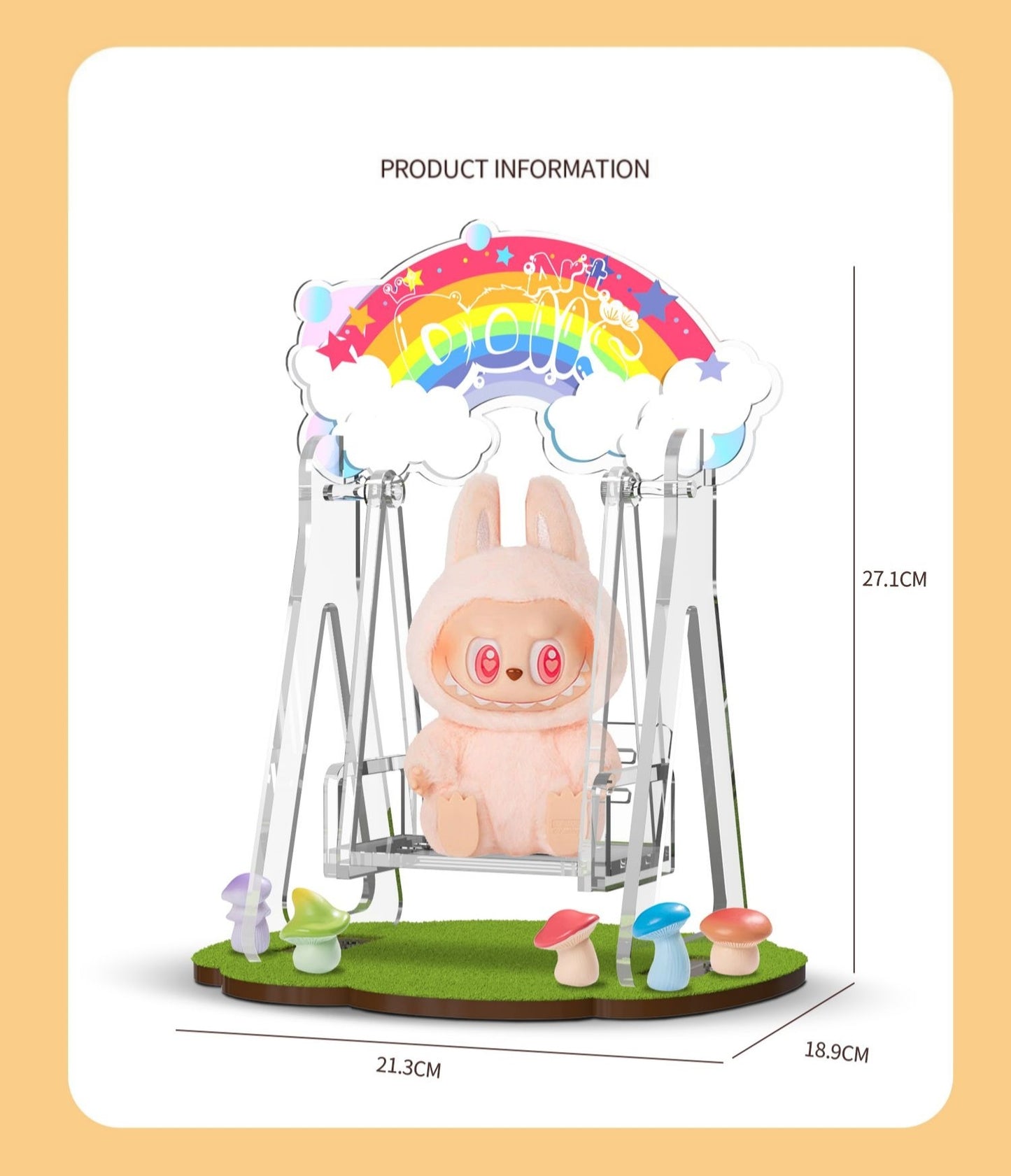 Labubu Carnival Swing Set - Kawaii Vinyl Doll Hanging Seat with Storage Base