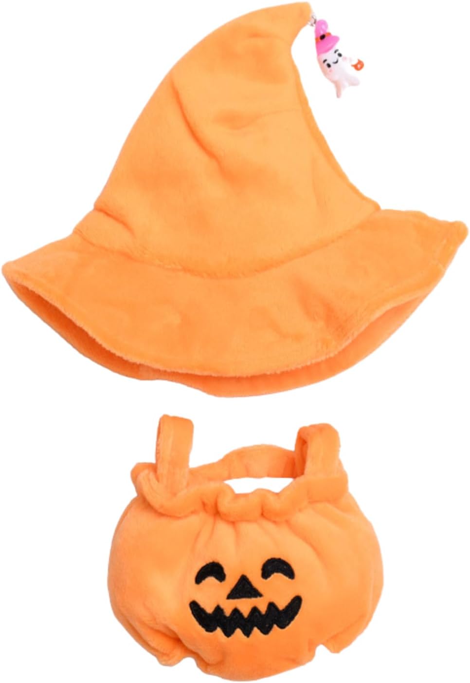 2-Piece Halloween Costume Set for 15cm 17cm Dolls Pumpkin Dress Witch Hat Gift Party Decoration (No Doll) (Pumpkin Set Black Hat)