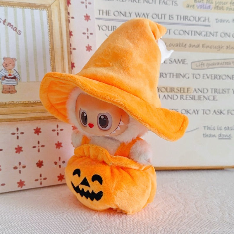 Labubu Gen 1-3 Halloween Pumpkin Outfit Set for Sitting Party Vinyl Dolls | Festival Costume Change (Clothes Only)