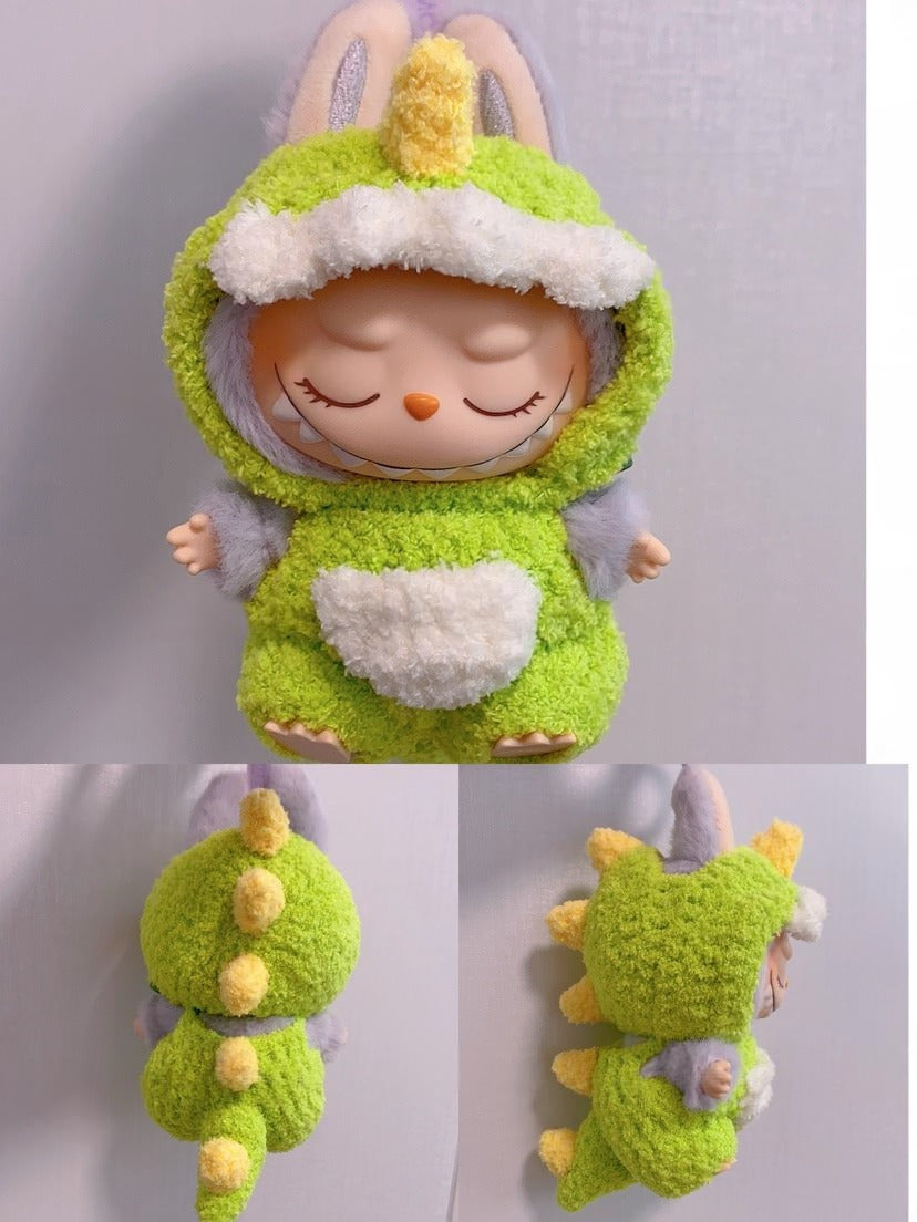 New Hand-Knitted Dinosaur-Themed Labubu Outfit | Fits 17cm Vinyl Blind Box Seated Dolls
