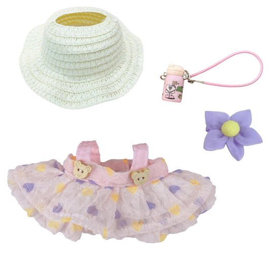 4-piece Set Doll Clothes & Outfits for LABUBU, Premium Fashion Dresses with Accessories for 17cm/6.7" Plush Doll - Premium Collector's Gift Ready for Display, Play and Collection