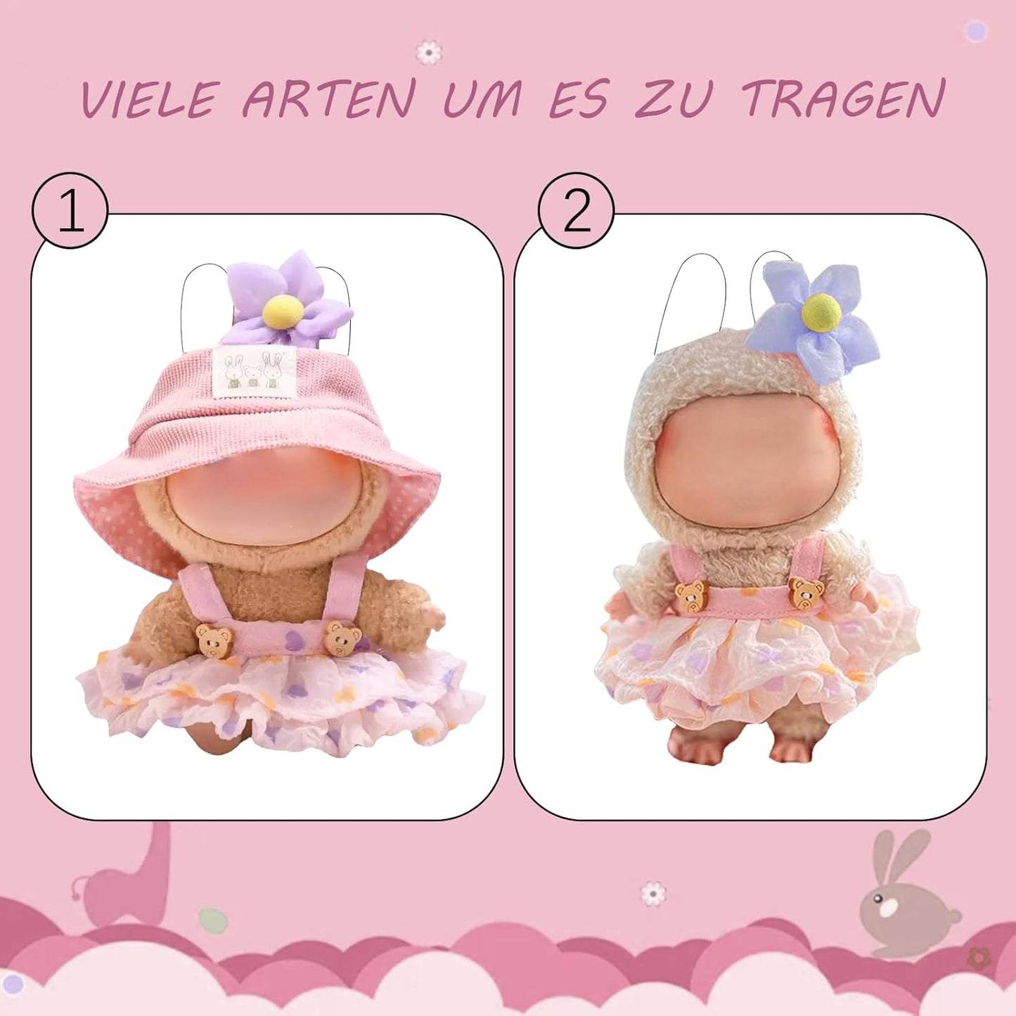 Clothes for Labubu(NO Dolls),3 Pieces Dress Outfit Set for 6.7inch(17cm) Doll Suit,Clothes Accessories for 1st/2nd/3rd Gen Doll Play,Green Dress Series Is More Healthy and Natural (Green dress)