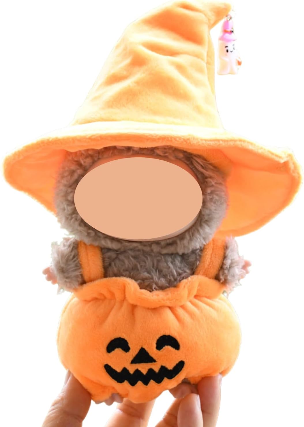 2-Piece Halloween Costume Set for 15cm 17cm Dolls Pumpkin Dress Witch Hat Gift Party Decoration (No Doll) (Pumpkin Set Black Hat)