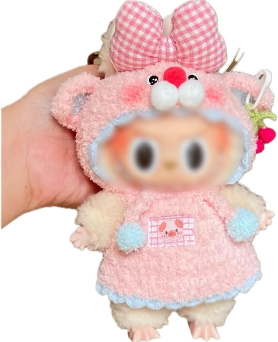 Plush Clothing for Labubu (NO Doll) for Macaron for Have a Seat and for Big into Energy,Handmade Plush Clothes Set for 6.7 inches Doll,Premium Outfit with Accessories for Labubu V1/V2/V3 (Puppy)