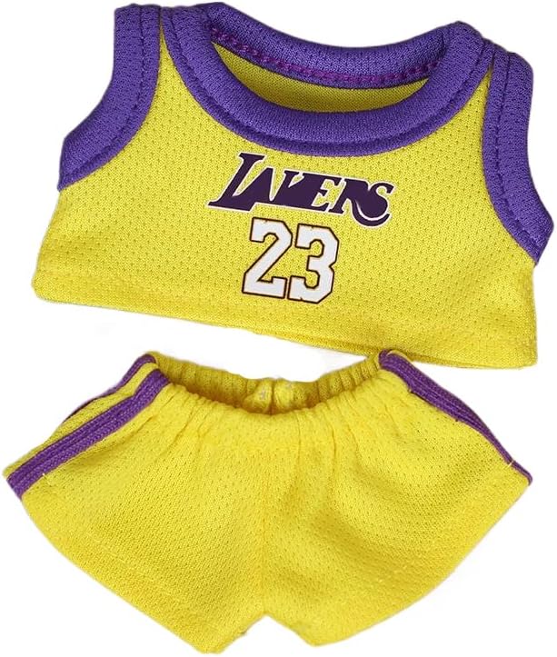 Clothes for Labubu Doll, 2-Piece Top & Pants Set, Yellow & Purple Sporty Style,17cm Doll Clothes Compatible with Labubu (No Doll) (Purple)