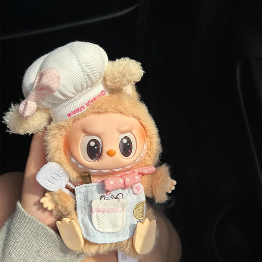 Pop Mart LABUBU 'Pink Chef' Outfit Set, Complete Kitchen-Themed Costume, Cute Plush Decorative Accessories & Hanging Charm (No Doll)