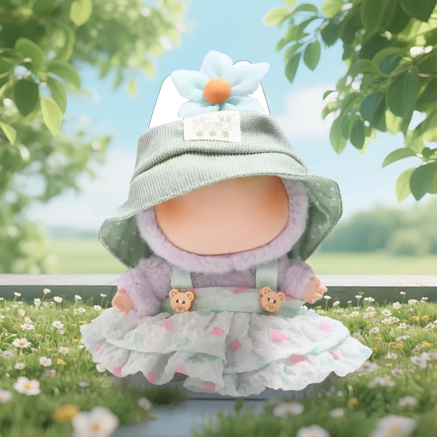 Clothes for Labubu(NO Dolls),3 Pieces Dress Outfit Set for 6.7inch(17cm) Doll Suit,Clothes Accessories for 1st/2nd/3rd Gen Doll Play,Green Dress Series Is More Healthy and Natural (Green dress)