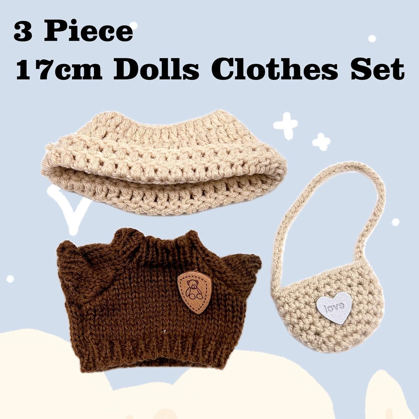 17cm Doll Clothes & 2 Set for 17cm Dolls-Exquisite Accessories for Doll, Cute Clothes for Dolls Dress up Unique Style (Blue)