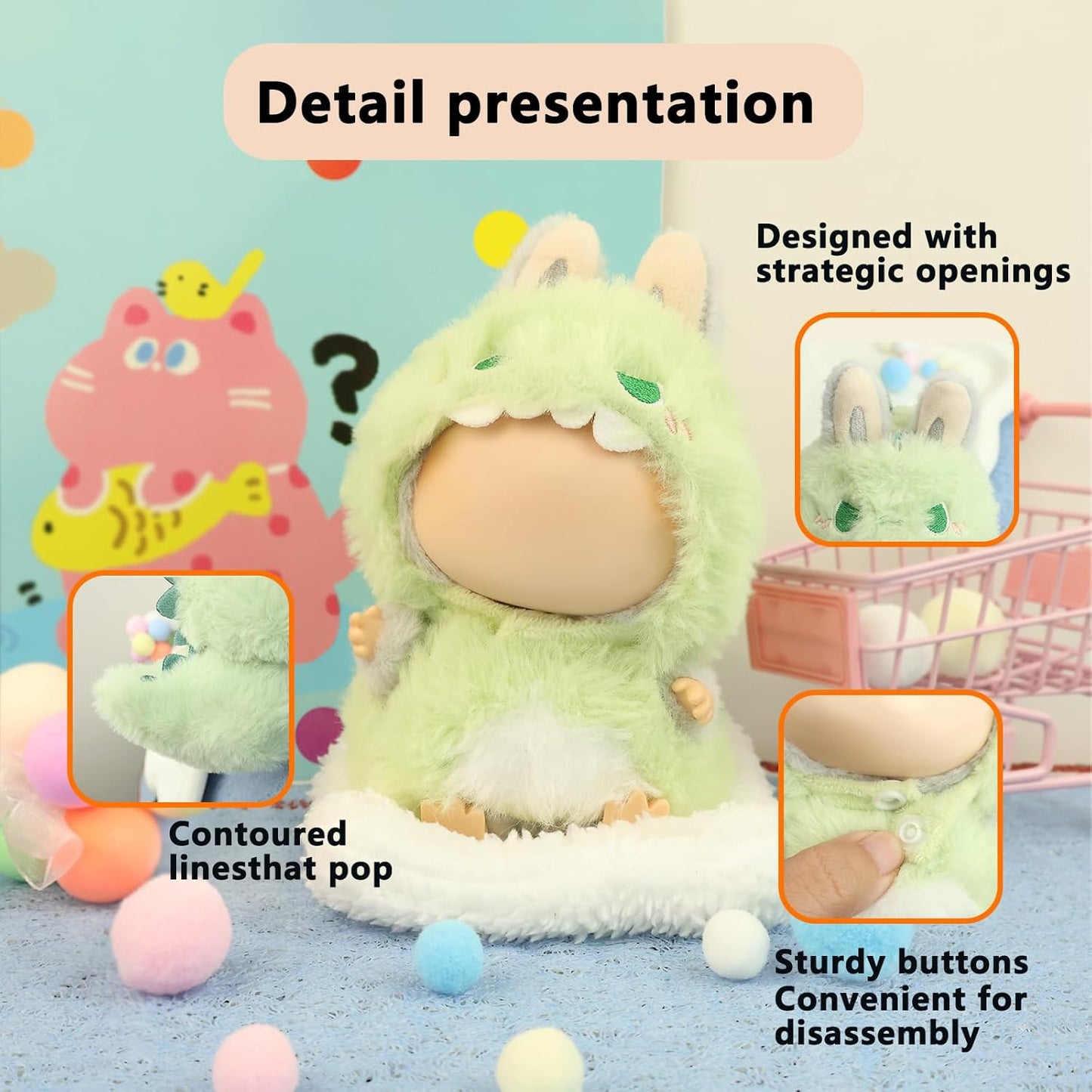 LABUBU Clothes for Doll 17cm Accessories Suit Cute Clothes for Doll Dress up Animal Style Outfits (NO Doll)(Monkey)