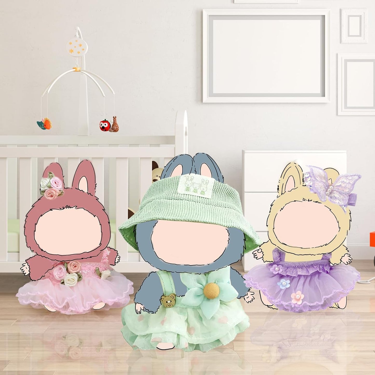 15-17cm Doll Clothes Set, Sweet Dress Outfit Set for 6.7inch Green Clothes Suit, Fashion Chic & Accessories for Doll 1st/2nd/3rd