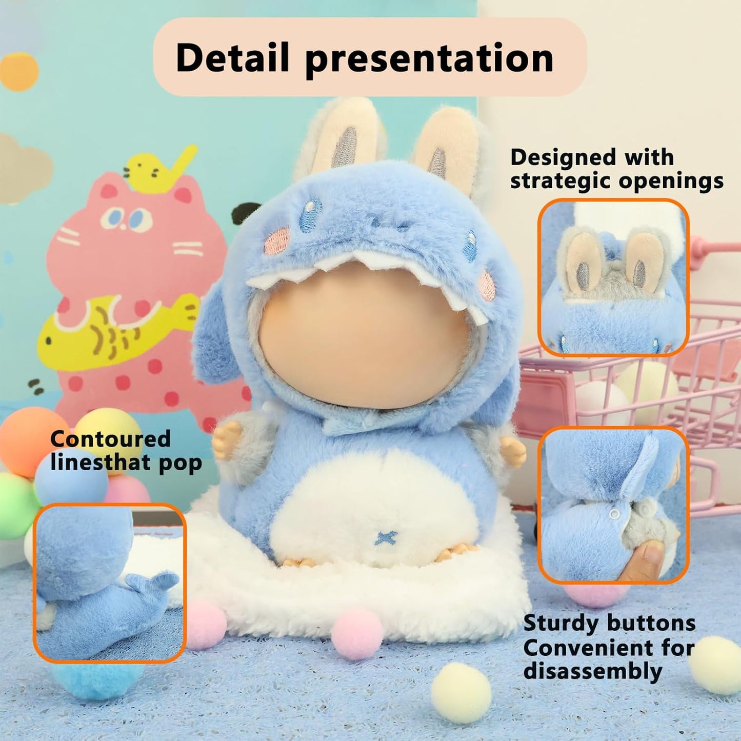 LABUBU Clothes for Doll 17cm Accessories Suit Cute Clothes for Doll Dress up Animal Style Outfits (NO Doll)(Monkey)