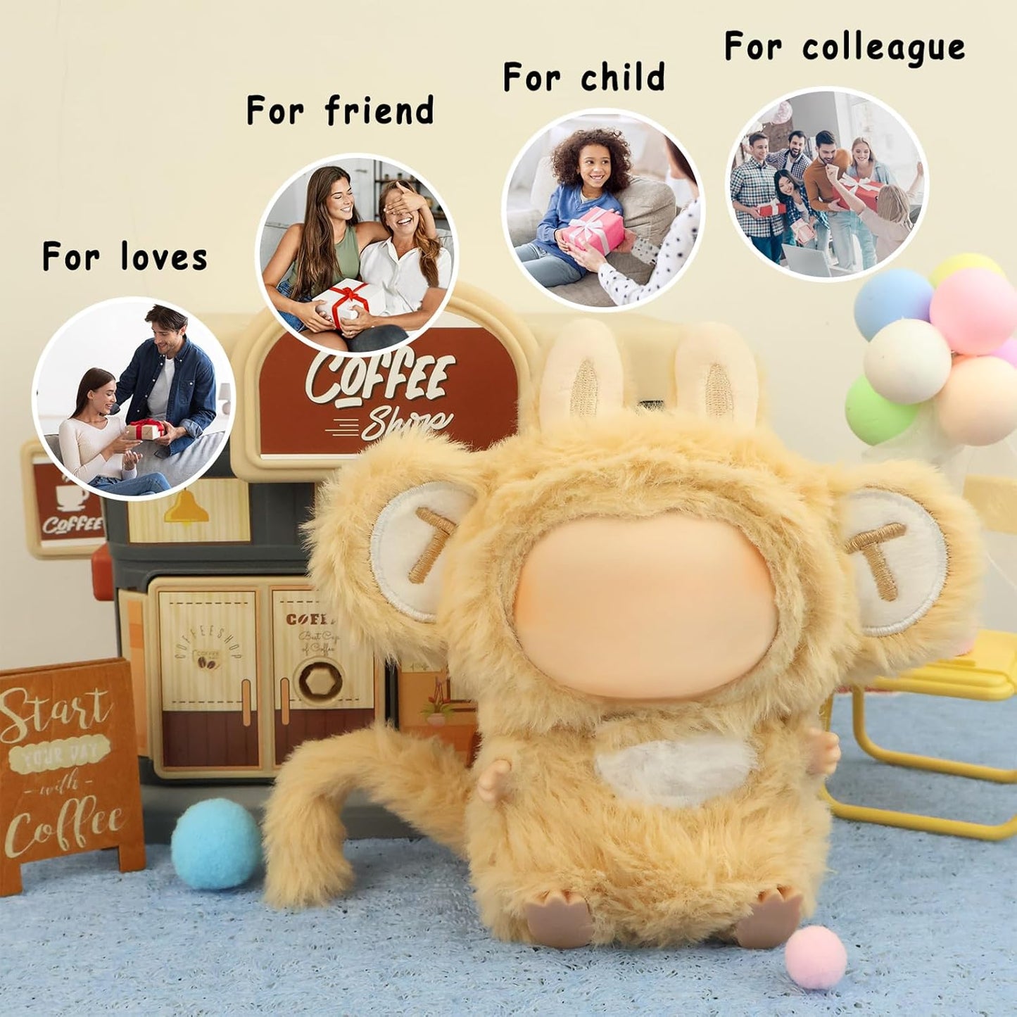 LABUBU Clothes for Doll 17cm Accessories Suit Cute Clothes for Doll Dress up Animal Style Outfits (NO Doll)(Monkey)