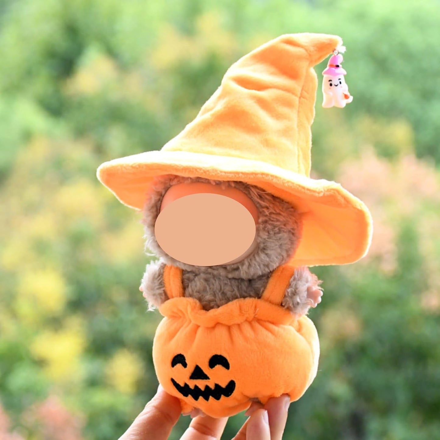 2-Piece Halloween Costume Set for 15cm 17cm Dolls Pumpkin Dress Witch Hat Gift Party Decoration (No Doll) (Pumpkin Set Black Hat)