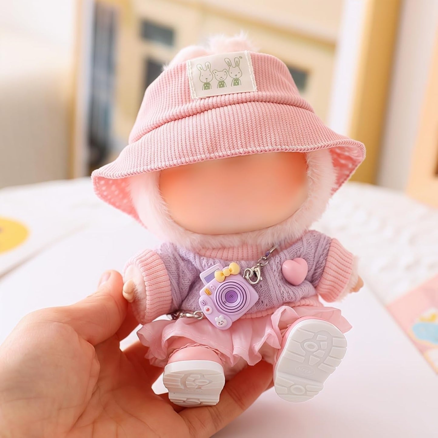 Designed for Labubu-Clothes, High-End Fashion Doll Clothes for Labubu-Accessories (No Doll Included), Outfit Set 5 Pieces Suitable for 15cm & 17cm The Monsters Series (JK-Green)