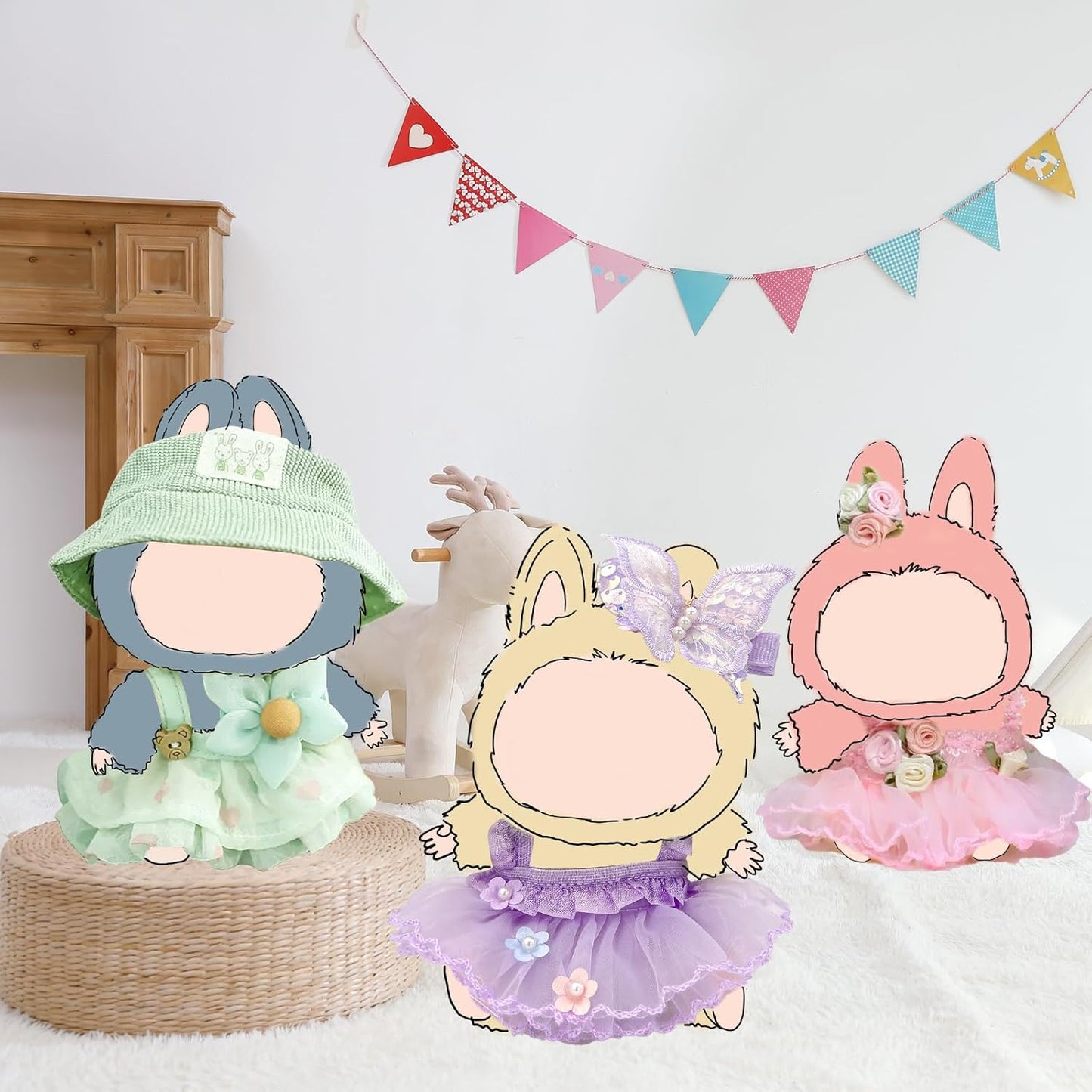 15-17cm Doll Clothes Set, Sweet Dress Outfit Set for 6.7inch Green Clothes Suit, Fashion Chic & Accessories for Doll 1st/2nd/3rd