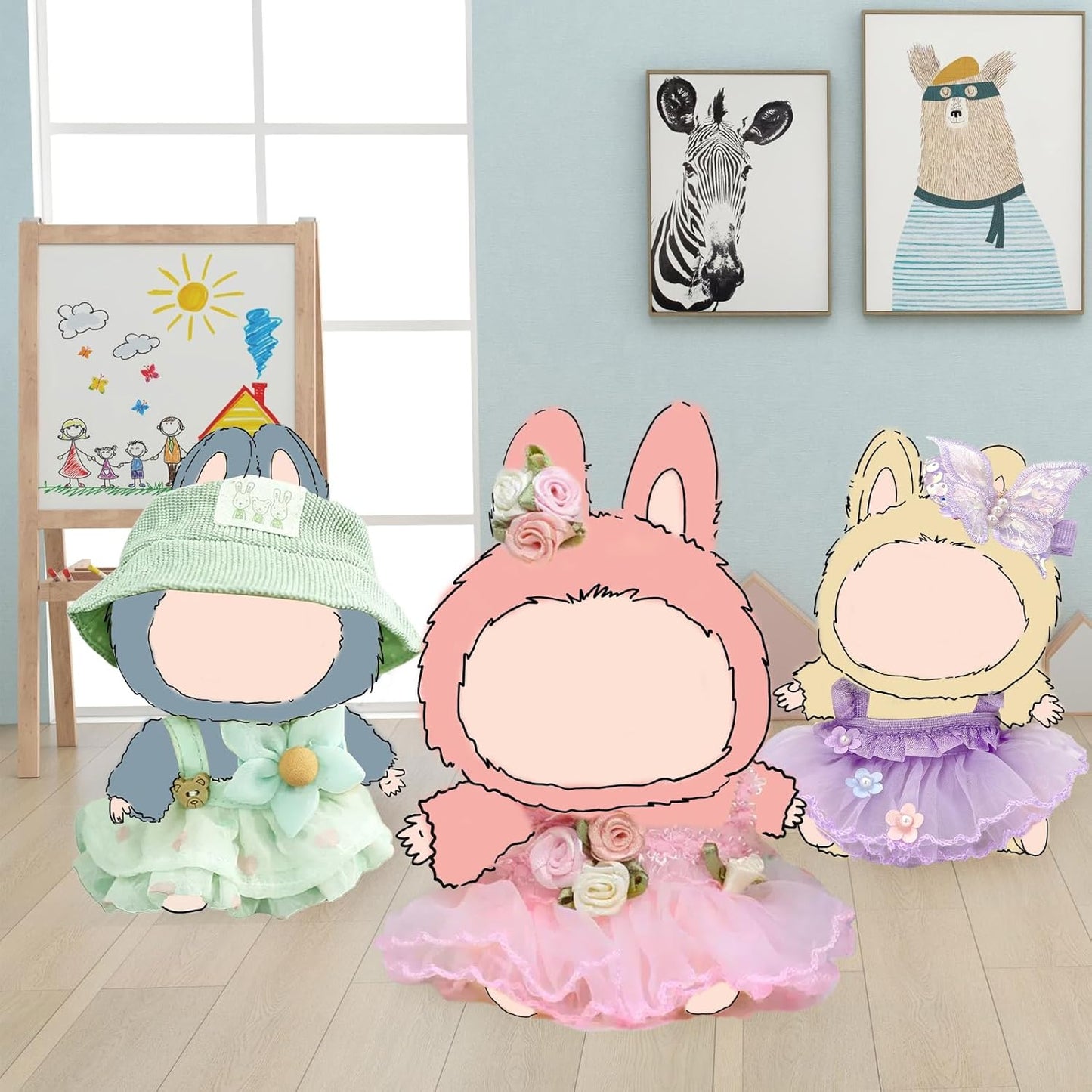 15-17cm Doll Clothes Set, Sweet Dress Outfit Set for 6.7inch Green Clothes Suit, Fashion Chic & Accessories for Doll 1st/2nd/3rd
