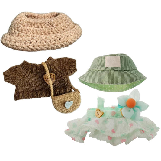 2PC LABUBU Clothes Set, Outfit Set by Hat & Skirt of Clothes Designer, Doll Clothes of Green/Purple, Cute Clothes for Dress up Unique Style