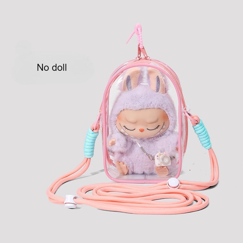 LABUBU Cotton Doll PVC Clear Itabag | Dustproof Carrier for Outings, Display & Charm Storage