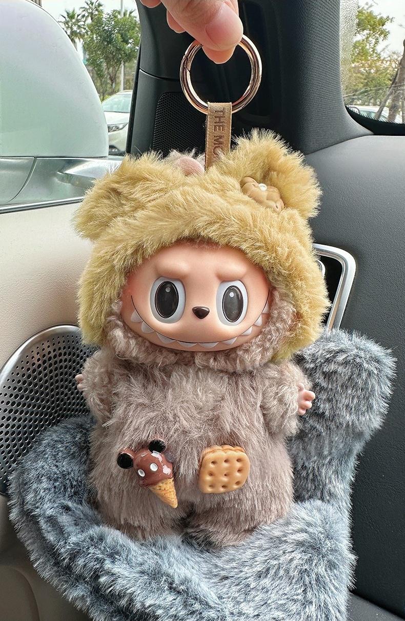 17cm Labubu Gen 1-2 Sandwich Bear Outfit Set | T-Shirt + Overalls | Vinyl/Plush-Compatible Clothes Only for Collectible Dolls