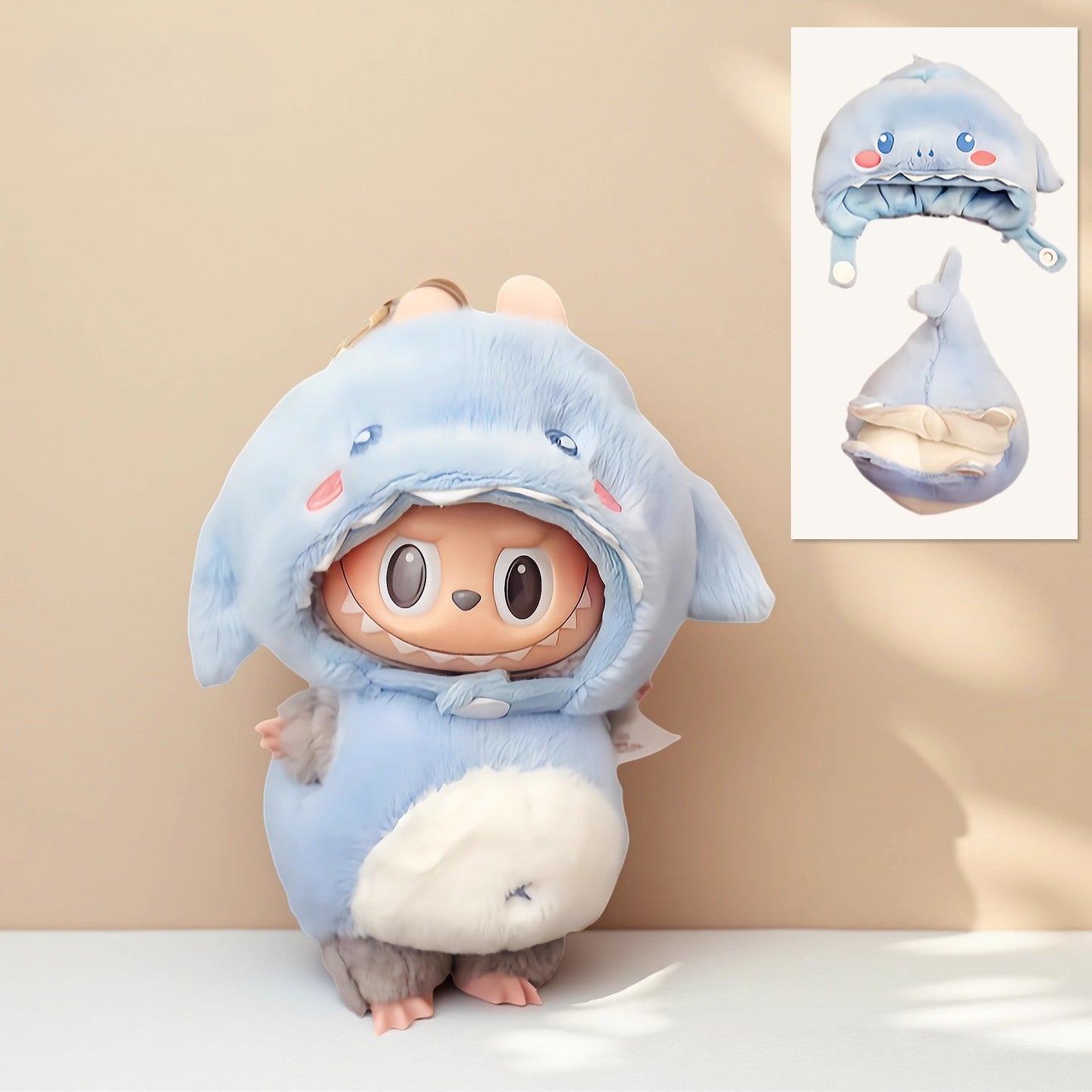 17cm Labubu Handmade Fried Shrimp Costume Set | Clothes Only for Vinyl/Plush Dolls (Gen 1-3)
