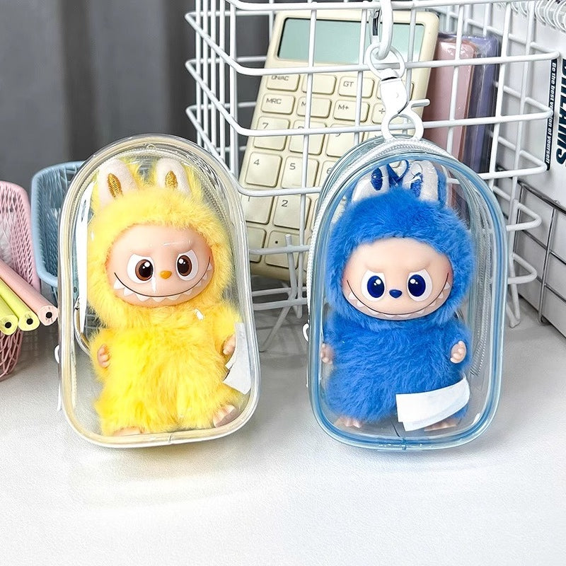10cm Labubu 4.0 Heart Code Case - Clear Dustproof Cover for Vinyl Doll Storage