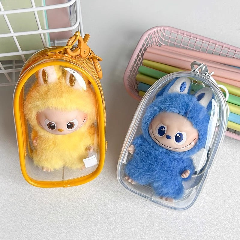 10cm Labubu 4.0 Heart Code Case - Clear Dustproof Cover for Vinyl Doll Storage