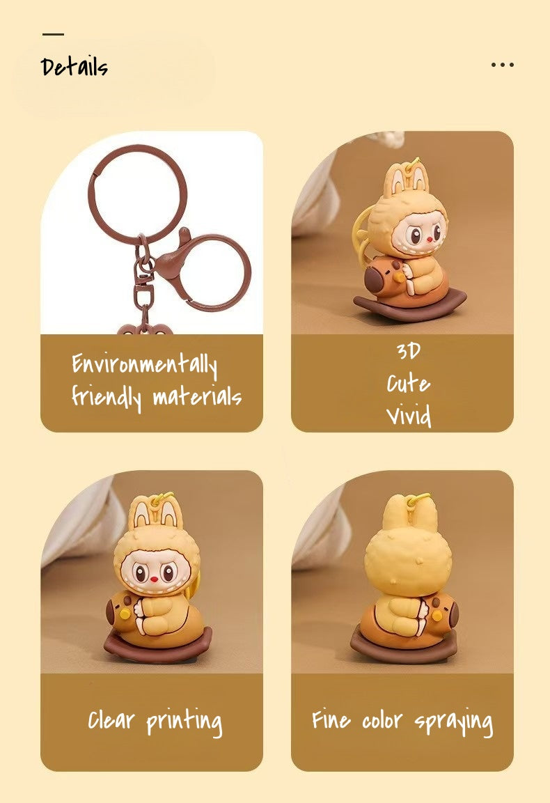 LABUBU Keychain, Mini 3D Bag Keychain - Cute Rocking Horse Charm Ornaments