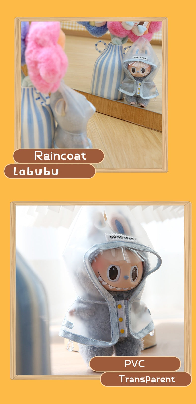 17cm LABUBU Transparent Raincoat | Doll Clothes | Without Shoes