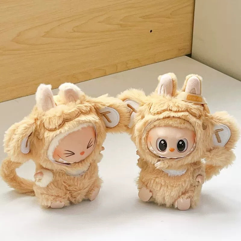 New Labubu Series 1/2 Monkey Outfit - Cute Onesie with Big Ears Hat for Vinyl Doll