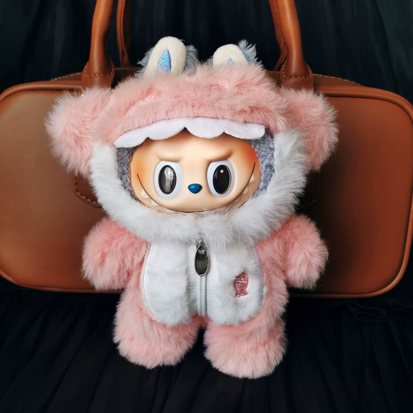 Halloween Pumpkin Costume for Labubu Macaroon Sitting Party | Plush Shark Outfit Set (Clothes Only)
