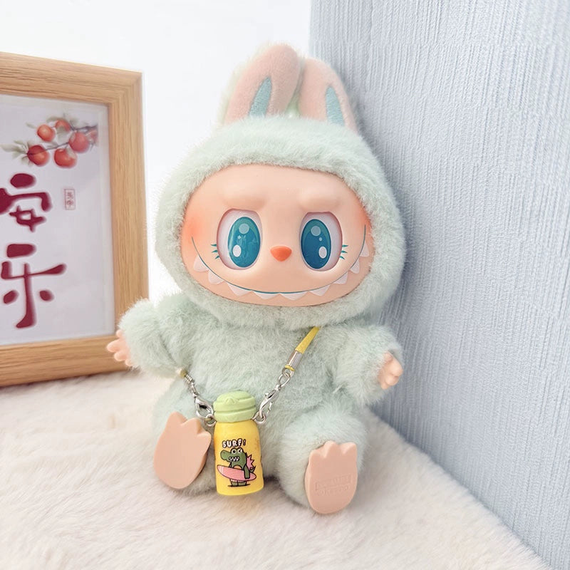 17cm Labubu Water Bottle Pendant - Mini Thermos Accessory for Doll Keychain (No Doll)