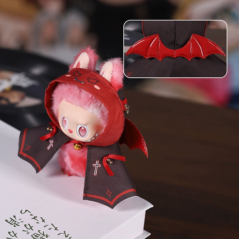 Labubu Halloween Outfit - Red Devil Wings & Headband 2-Piece Set for Vinyl Doll