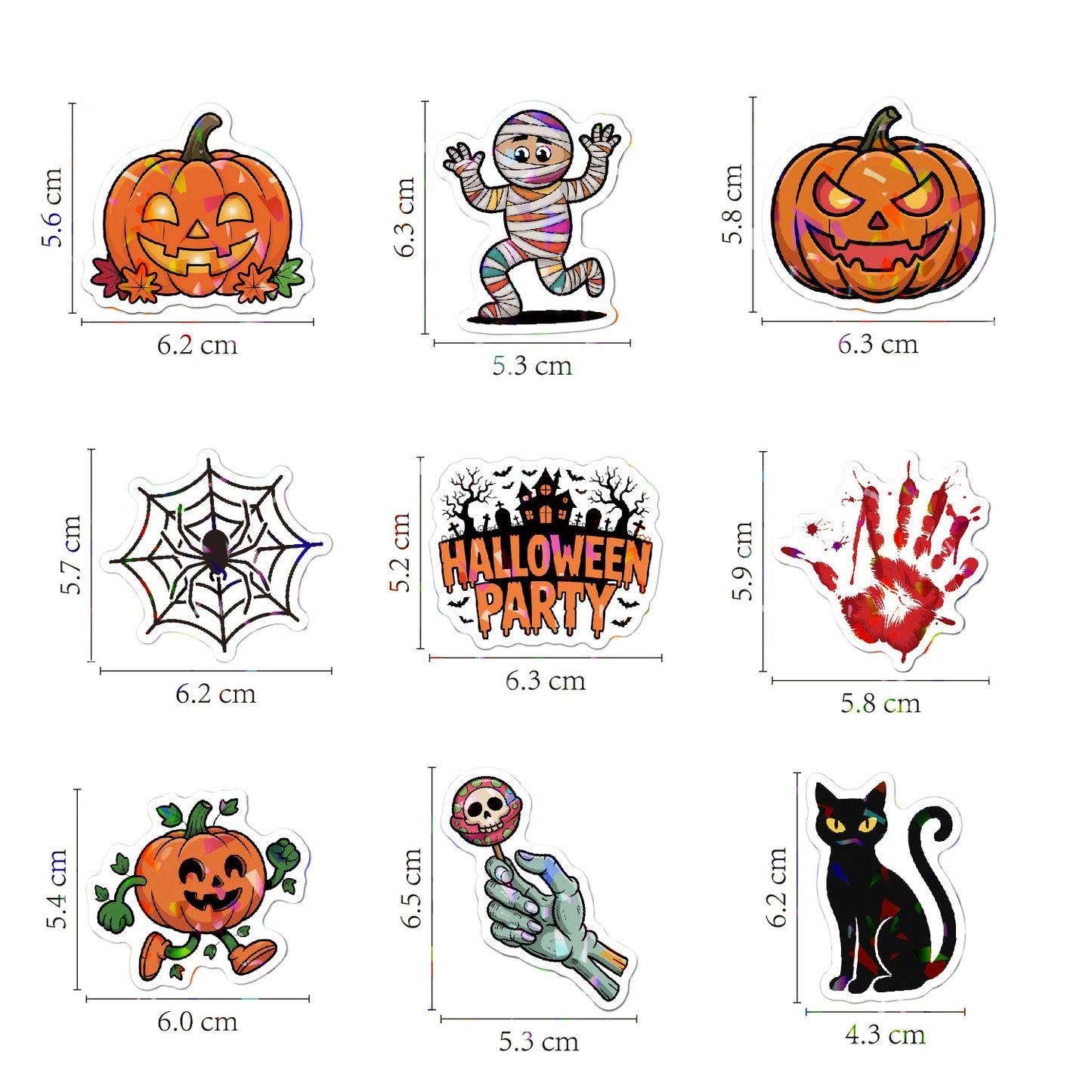 2025 Halloween Stickers - Holographic Waterproof Decals for Cups, Party Gifts, Decor