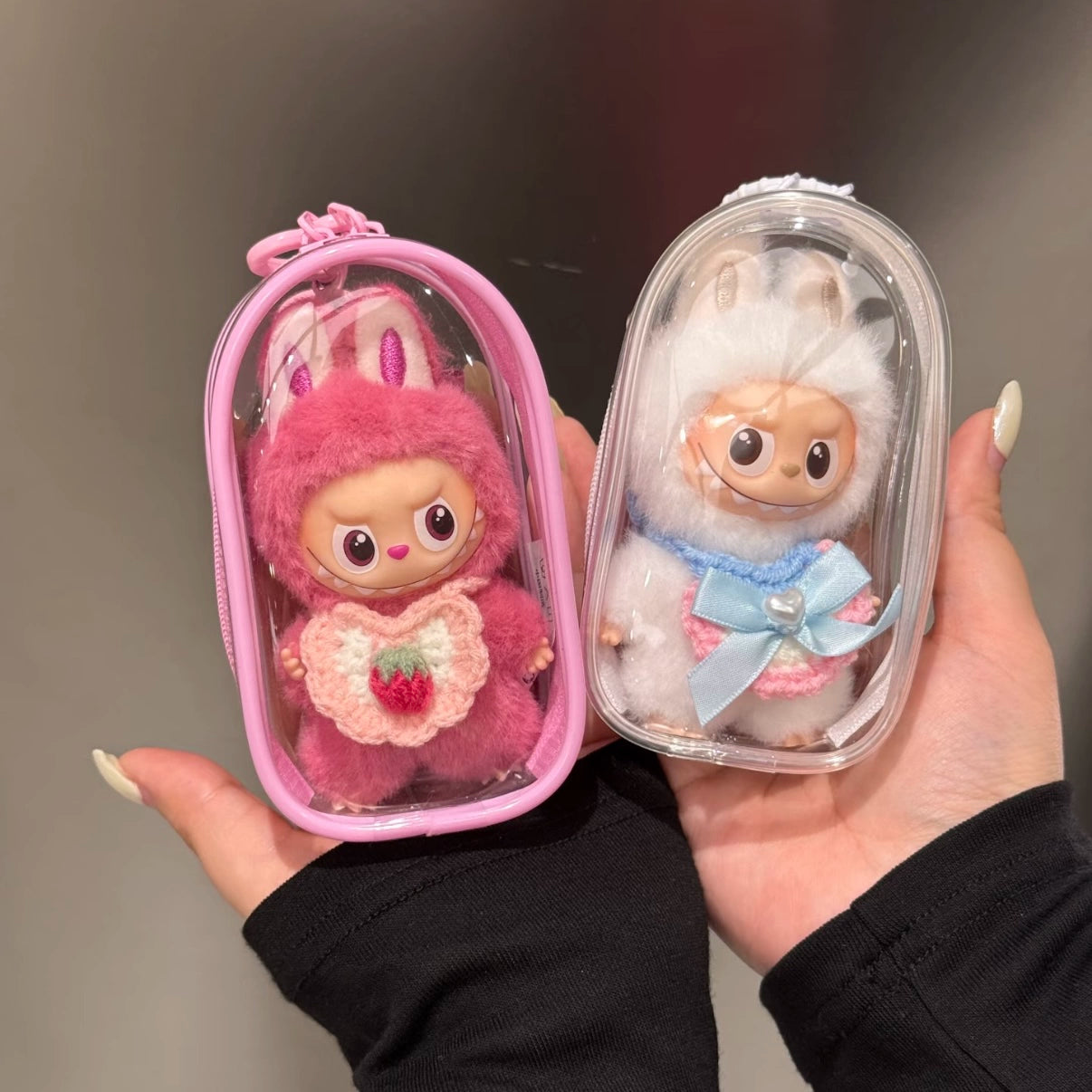 Labubu 4.0 Heart Code Protective Case - Clear Dustproof Carrier for Vinyl Doll Outing