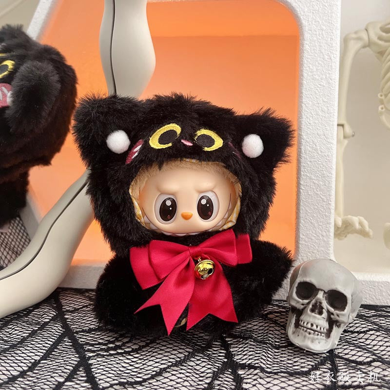NEW 17cm Labubu Halloween Suit Set - Black Cat Shawl Cape (Fits Gen1/2)
