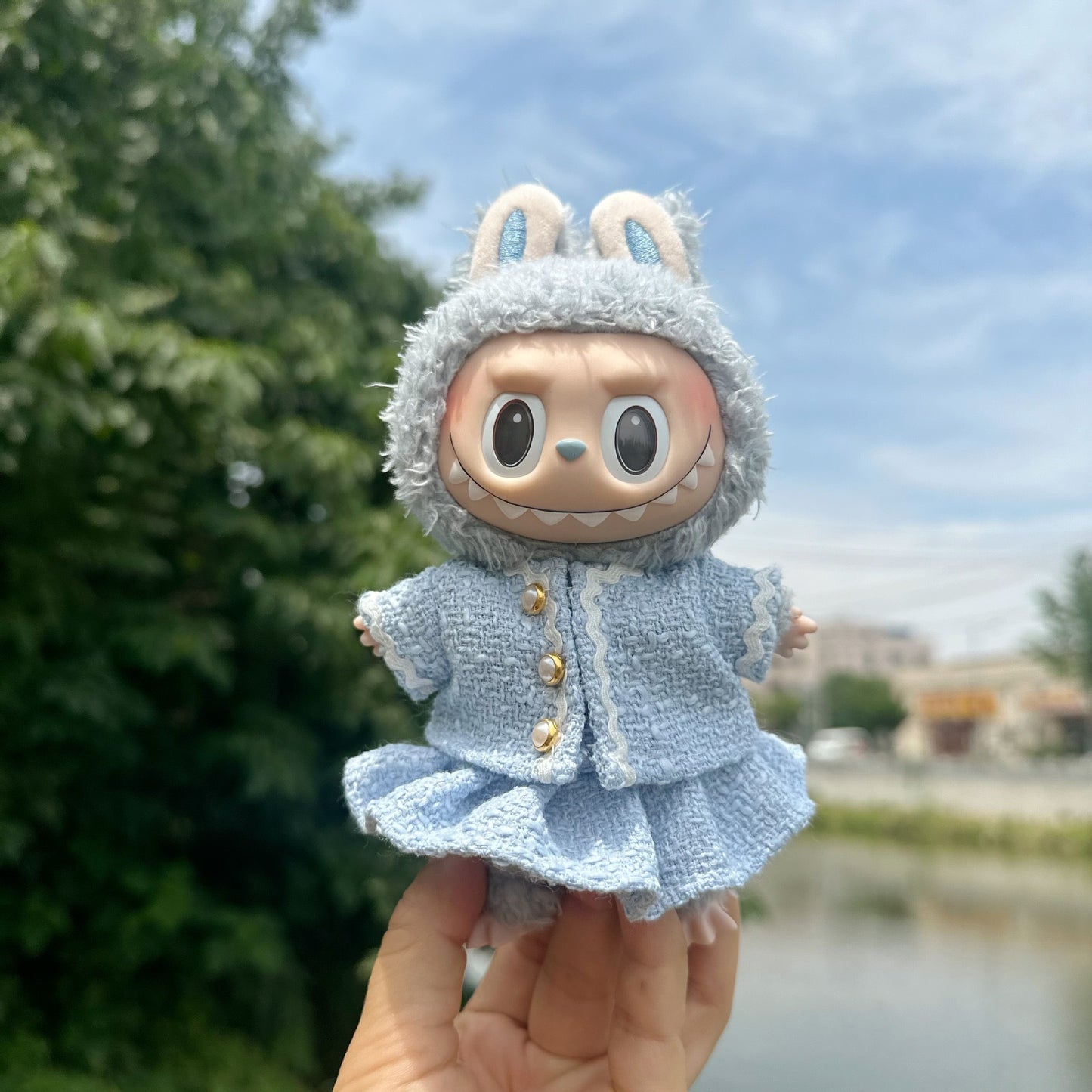 17cm Labubu Keychain Outfit - Cute Clothes Set for Blind Box Doll Change Fashion