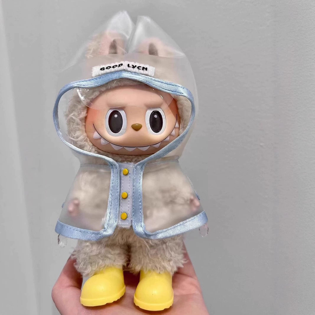 17cm LABUBU Transparent Raincoat | Doll Clothes | Without Shoes